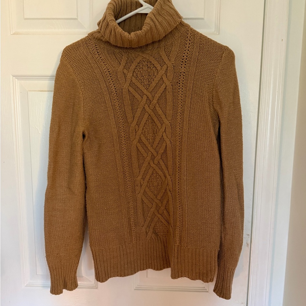 J. Crew Camel Rib & Cable Knit Sweater